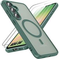 Case - BOOLING - for Samsung Galaxy A56 - Rigid Protection - Green - 2 Tempered Glasses žalia