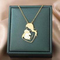 Mama ir Choker karoliai moterims Auksinės spalvos Nerūdijančio plieno karoliai Pakabukas Collier Šeimos papuošalai Dovana Motinos dienai