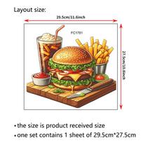 Burger and Cola Fast Food Wall Stickers, Removable Anti-Static Waterproof Self-Adhesive PVC Decals for Kitchen Living Room Cafe Decoration 28x29cm įvairiaspalvis