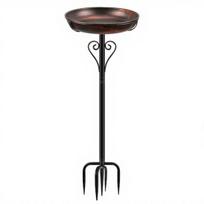 Bird Bath Outdoors Spacious Iron Art Birdbath with Ground Insert Installation Garden Patio Lawn Yard Bird
