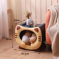 Cartoon Kitty Bedside Table Bedroom Cat Nest Bedside Table Toy Storage Locker Night Table Living Room Pet Accompany House Gifts geltona