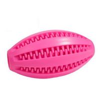 Pet Chew Toy Food Leakage Puzzle Slow Feeder Rugby Shape Natural Rubber Bite-Resistant Clean Teeth Massage Gums Dog S rožinė