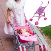 Doll Umbrella Early Development Pram Lovely Decorative Role Play Toy Fold up and Down for 3 Year Old pink