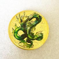 Souvenir Coin Chinese Feng Shui Commemorative Coin Dragon Phoenix Lucky Coin Collection Coin šviesiai žalios spalvos
