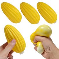 Stress Relief Peanut Burger Corn Toy Squeeze Silicone Elastic Anti-Fatigue Adult Kids Decompression Partner Office School Relax 3pcs