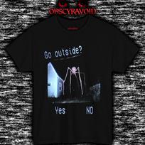 Go Outside Horror T-Shirt Giant Creature VHS Glitch Tee Scary Analog Horror Outdoor Monster Shirt 3XL