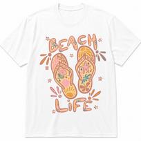 Beach Life Flip Flop Graphic Tee, Retro Summer Vacation Shirt 4XL