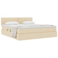 Storage Bed with Mattress Cream 160 x 200 cm Particleboard