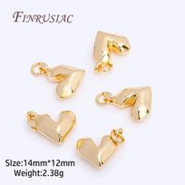 14x12mm 18K Gold Color Plated Brass Heart Charms Pendants For Necklace Making,Trendy Charms DIY Jewelry Findings Accessories 1 Piece