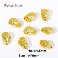 18K Gold Plated Metal Beads For Jewelry Making,Irregular Bracelet Necklace Spacer Beads,Bulk Jewellery Making Beads 2 Pieces