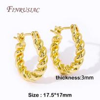 Fashion Round Twist Earrings Female 18K Gold Plated Creative Textured Circle Earrings For Women Huggie Earrings Jewelry Gifts 1 Pair