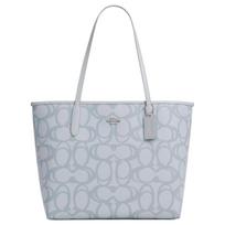 COACH Miesto padengto drobės peties rankinė Didelė moteriška Sidabrinė Ledo mėlyna Basic Set (Bag + Dustproof Bag)