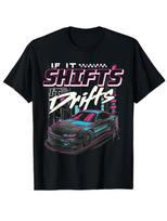 Men'S JDM Racing Drift Car Graphic T-Shirt - Neon Japanese Street Art Design wit L