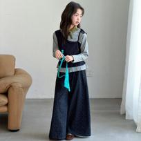Girls' Stylish Korean Two-Piece Set: Floral Wide-Leg Pants & Faux Two-Piece Top for Spring/Autumn 2026 120 cm