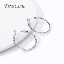 Fashion Women's Hoop Earrings 14K Gold Plated 925 Silver Needles Earring Rings  Simple Large Hoop Earrings Female Jewelry Gifts 30mm