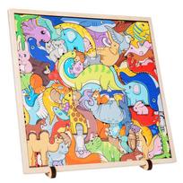 Wooden Animals Matching Puzzle, Irregular 3D Animals Pairing Game, Three Difficulty Levels of Parent Child Interactive Puzzles