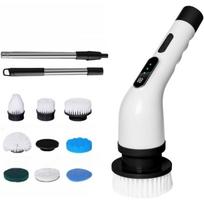 Electric Spin Scrubber Cordless Cleaning Brush with 9 Replaceable Brush 3rd Gear Heads Adjustable Detachable Handle Strong Power for Bathroom Floor juoda
