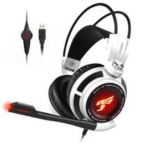 SOMIC G941 Gaming Headphone 7.1 Virtual Surround Sound USB Lightweight Over Ear with Mic,Volume Control,LED balta