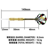 Gentry Live Darts Set with Green Plastic/Nylon Shafts with Brass Barrel with Green/white Soft Dart Tip for Electronic Dartboard žalvaris