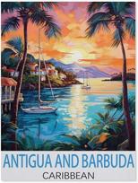 Senovinis metalinis skardinis ženklasAntigva ir Barbuda Karibų kelionių plakatasRetro sienų dekoras Meno ženklas namams, kavinei, barui, restoranui, užeigai 20x30cm（7.8x11.8inch）