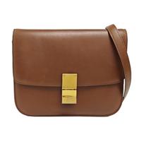 [Pre-Owned] Classic Box Gold Buckle Polished Calfskin Tofu Square Crossbody Shoulder Bag Medium - Good #1EU9HGW ONE SIZE