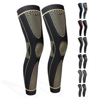 Full Leg Sleeves Long Copper Knee Brace Compression Breathable Non-Slip Spandex Nylon Comprehensive Protection for Adults M