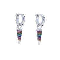 Promotion Unique Sparkling Brass Hoop Earring Geometric Cone Tiny Spike Type Pave Micro Rainbow Cubic Zircon Trendy for Women