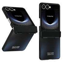 Lemonda For Samsung Galaxy Z Flip7 5G Case Electroplating Hard PC Protective Phone Cover - Black Style Gold įvairiaspalvis