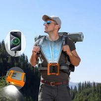 Nešiojamas juosmens ventiliatorius 6000mAh Įkraunamas 3 greičiai 16000 aps./min Greitesnis vėsinimas Žibintuvėlis Laisvų rankų kaklo ventiliatorius oranžinė