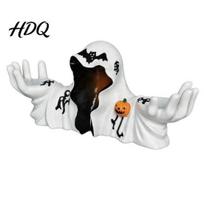 Wizard Ghost Statue Halloween White Robe Figurine Spooky Decorative Cartoon Statue Gothic