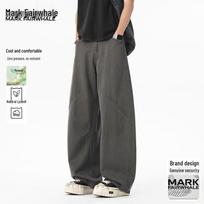 MARK FAIRWHALE Men's Lyocell Tencel Wide-Leg Cargo Pants 4XL armijos žalia spalva