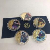 Commemorate Gold Coins Anime Figure Kamado Tanjirou Nezuko Agatsuma Zenitsu Anime Coin Collect Children's Toy Gift