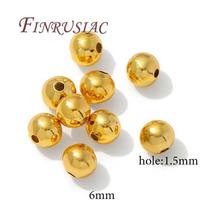 6mm 8mm 18K Gold Plated Round Beads For Jewelry,Spacer Beads,Bracelets Accessories,Separators For Beads,Jewelry Making Supplies 10 pieces