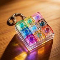Geriausiai parduodamas LED klaviatūros raktų pakabukas Fidget žaisliukas Spaudžiami mygtukai Streso mažinimui, Nešiojamas stalo raktų aksesuaras Biuro dekoras Dovana brown