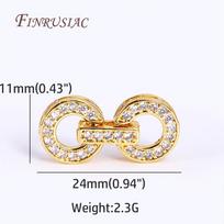 11X24mm 18K Gold Plated Inlaid Zircon Round Fastener Connector Clasps For Bracelet Necklace Making,DIY Pearls Jewelry Fittings 1 Piece