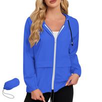 Women's Fashion Windbreaker Rain Jacket Lightweight Color for Outdoor Hiking Casual Wear L mėlyna
