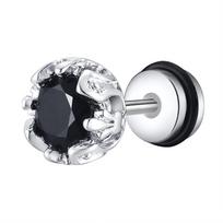 Vnox Stainless Steel Black Onyx Cubic Zircon Earrings for Men Women, Unisex  Retro Vintage Screw Stud Earrings, Simple Brincos
