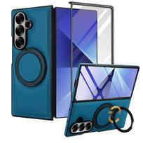 case for Samsung Z FOLD 7 6 5 4 3 360 magnetic rotating bracket protective case full coverage Shock Proof Anti-Fingerprint plain Galaxy Z Fold7 mėlyna