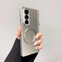 case for Samsung Z FOLD 7 6 5 4 Metal paint rotating bracket protective case dual-axis full coverage plain With Holder Kickstand Galaxy Z Fold7 sidabras