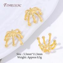 5/10Pcs 18K Gold Plated Flower Center Bead Caps,Brass Spacer Bead Ends For Earring,Bracelet & Necklace Jewelry Making Findings 5 pcs