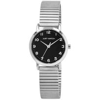 Montre femme - Ester - Acier inoxydable argenté - Cadran noir chiffres arabes - Étanchéité 5 ATM