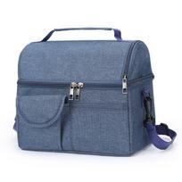 New Dual Durable Compartment Insulated Lunch Box Large Capacity Leak-proof Cooler Bag Multifunctional Lunch Tote Men Women tamsiai mėlyna