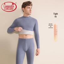 Langsha Men's Far-Infrared Cashmere Silk Thermal Underwear Set 2XL tamsiai mėlyna spalva