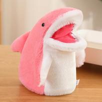 Hot Sale Cartoon Shark Hand Puppet Plush Toys Soft Cozy Animal Gloves Lively Funny Children Interaction Props Baby Toys Uniform code rožinė