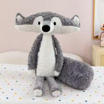 40CM Didelė Galva Pilkas Mažas Vilkas Pliušinis Žaislas Su Garbanotu Kailiu Super Minkštas Ir Ramus Miego Kompanionas Lėlė Šventės Dovana 45cm gray