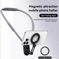 Neck Mount Magnetic Phone Clip 360°Rotation Adjustable POV Phone Holder For IPhone 18 17 16 For SAMSUNG HUAWEI Phone Accessories pilka spalva