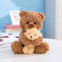 Cute Parent-child Teddy Bear Plush Toy Fluffy Bear& Rabbit Mom Hold Baby Soft Doll Stuffed Animal Plush Kids Toys Birthday Gift 30cm