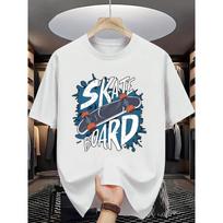 Men'S Skateboard Graphic T-Shirt , Casual Summer Tee for Skate Park, Streetwear - Breathable Round Neck Short Sleeve Shirt (Sizes) S balta