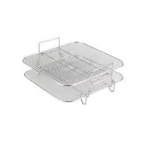 2-Layers Air Fryer Rack Stainless Steel Stackable Grid Grilling Rack Basket for 5-6.8QT Air Fryer Oven Steamer Cooking BBQ Tool sidabras