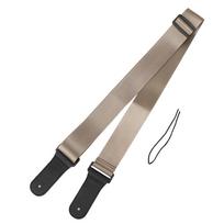 Guitar Strap Acoustic Electric Bass Ukulele Nylon Belt   TopGrain Leather Head(Brown )